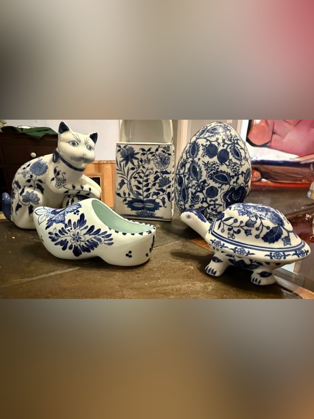 Vintage Blue and White Delft-Style Ceramic Decorative Art Collection